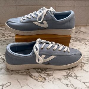 Tretorn Women’s Nylite Plus Canvas Sneakers in Light Blue with White Accents